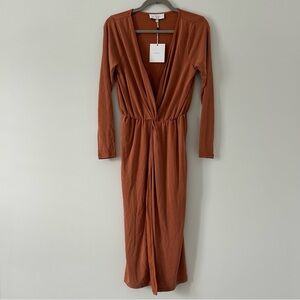 L’ Academie X Revolve The Judy Dress Long Sleeve Fitted Terracotta Brown NWT S